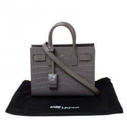 مملوكة مسبقًا حقيبة يد سان لوران باريس ساك دو جور كلاسيك نانو جلد رمادية