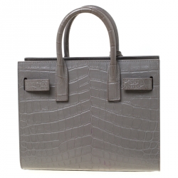 مملوكة مسبقًا حقيبة يد سان لوران باريس ساك دو جور كلاسيك نانو جلد رمادية