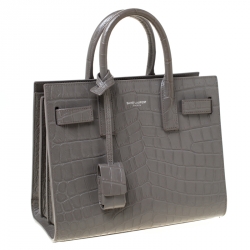 مملوكة مسبقًا حقيبة يد سان لوران باريس ساك دو جور كلاسيك نانو جلد رمادية