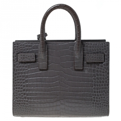 مملوكة مسبقًا Saint Laurent Grey Croc Embossed Leather Nano Classic Sac De Jour Tote