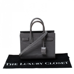 مملوكة مسبقًا Saint Laurent Grey Croc Embossed Leather Nano Classic Sac De Jour Tote