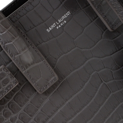 مملوكة مسبقًا Saint Laurent Grey Croc Embossed Leather Nano Classic Sac De Jour Tote