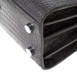 مملوكة مسبقًا Saint Laurent Grey Croc Embossed Leather Nano Classic Sac De Jour Tote
