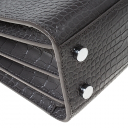 مملوكة مسبقًا Saint Laurent Grey Croc Embossed Leather Nano Classic Sac De Jour Tote