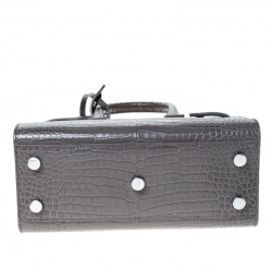 مملوكة مسبقًا Saint Laurent Grey Croc Embossed Leather Nano Classic Sac De Jour Tote