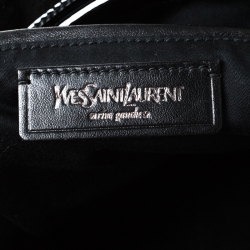 Saint Laurent Paris Black Raffia and Patent Woven Roady Hobo