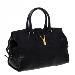 Pre Owned حقيبة سان لوران باريس كاباس شيك متوسط جلد سوداء