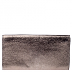 Pre Owned Saint Laurent Metallic Leather Small Belle De Jour Flap Clutch