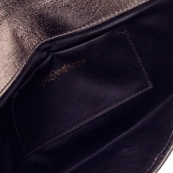 Pre Owned Saint Laurent Metallic Leather Small Belle De Jour Flap Clutch