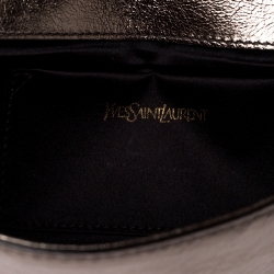 Pre Owned Saint Laurent Metallic Leather Small Belle De Jour Flap Clutch