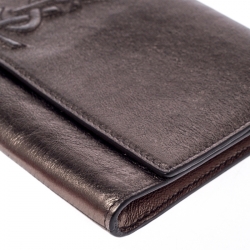 Pre Owned Saint Laurent Metallic Leather Small Belle De Jour Flap Clutch