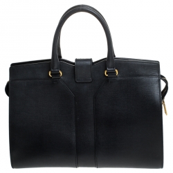 Saint Laurent Black Textured Leather Medium Cabas Chyc Satchel