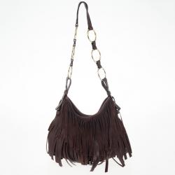 Pre Owned Yves Saint Laurent Brown Boheme Fringe Hobo