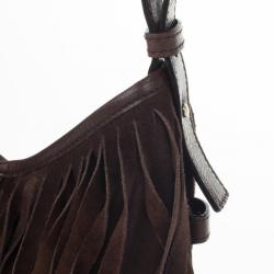 Pre Owned Yves Saint Laurent Brown Boheme Fringe Hobo