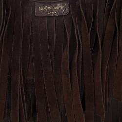 Pre Owned Yves Saint Laurent Brown Boheme Fringe Hobo