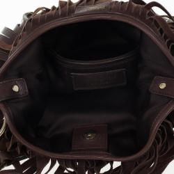 Pre Owned Yves Saint Laurent Brown Boheme Fringe Hobo