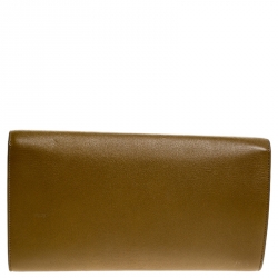 Pre Owned حقيبة كلتش سان لوران بل دو جور قلاب جلد بيج داكنة