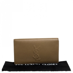 Pre Owned حقيبة كلتش سان لوران بل دو جور قلاب جلد بيج داكنة