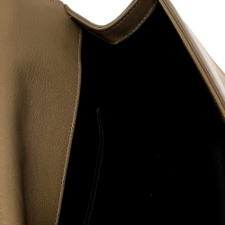 Pre Owned حقيبة كلتش سان لوران بل دو جور قلاب جلد بيج داكنة