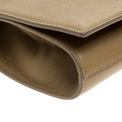 Pre Owned حقيبة كلتش سان لوران بل دو جور قلاب جلد بيج داكنة