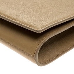 Pre Owned حقيبة كلتش سان لوران بل دو جور قلاب جلد بيج داكنة