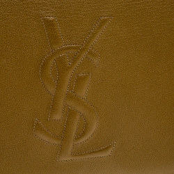 Pre Owned حقيبة كلتش سان لوران بل دو جور قلاب جلد بيج داكنة