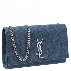 Saint Laurent Blue Jean Denim Medium Kate Monogram Shoulder Bag