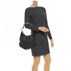 Saint Laurent Black Suede and Leather Rings Mombasa Hobo