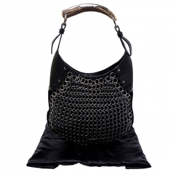 Saint Laurent Black Suede and Leather Rings Mombasa Hobo