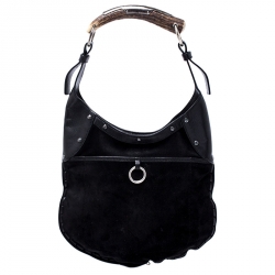 Saint Laurent Black Suede and Leather Rings Mombasa Hobo