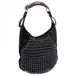 Saint Laurent Black Suede and Leather Rings Mombasa Hobo