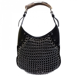 Saint Laurent Black Suede and Leather Rings Mombasa Hobo