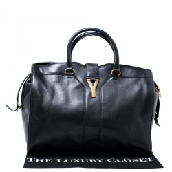 Saint Laurent Black Leather Large Cabas Chyc Satchel