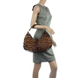 مملوكة مسبقًا Saint Laurent Paris Leopard Print Calf Hair Hobo