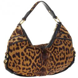 مملوكة مسبقًا Saint Laurent Paris Leopard Print Calf Hair Hobo