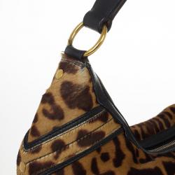 مملوكة مسبقًا Saint Laurent Paris Leopard Print Calf Hair Hobo