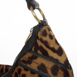 مملوكة مسبقًا Saint Laurent Paris Leopard Print Calf Hair Hobo