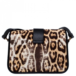 Pre Owned Saint Laurent Beige/Black Calfhair and Leather Ligne Y Charm Crossbody Bag