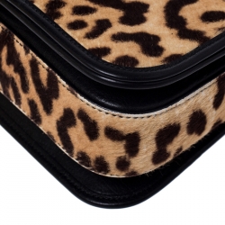 Pre Owned Saint Laurent Beige/Black Calfhair and Leather Ligne Y Charm Crossbody Bag