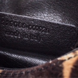 Pre Owned Saint Laurent Beige/Black Calfhair and Leather Ligne Y Charm Crossbody Bag