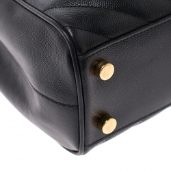 Pre Owned Saint Laurent Black Matelasse Leather Cassandre Shopper Tote