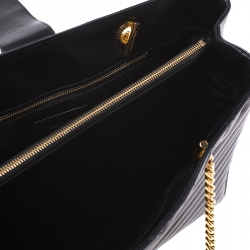 Pre Owned Saint Laurent Black Matelasse Leather Cassandre Shopper Tote