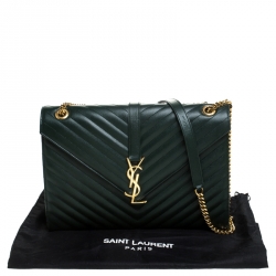 مملوكة مسبقًا حقيبة سان لوران باريس قلاب كيسيندريه كبيرة جلد مبطنة خضراء