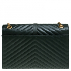 مملوكة مسبقًا حقيبة سان لوران باريس قلاب كيسيندريه كبيرة جلد مبطنة خضراء