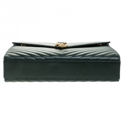 مملوكة مسبقًا حقيبة سان لوران باريس قلاب كيسيندريه كبيرة جلد مبطنة خضراء