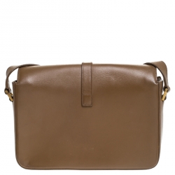 مملوكة مسبقًا Saint Laurent Khaki Leather Monogram Université Flap Shoulder Bag