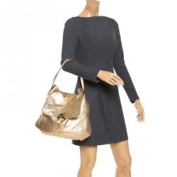 Saint Laurent Metallic Gold Leather Capri Hobo 