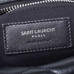 Pre Owned Saint Laurent Black Matelasse Leather Small Lou Lou Bowling Bag