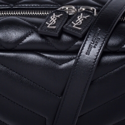 Pre Owned Saint Laurent Black Matelasse Leather Small Lou Lou Bowling Bag