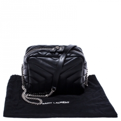 Pre Owned Saint Laurent Black Matelasse Leather Small Lou Lou Bowling Bag